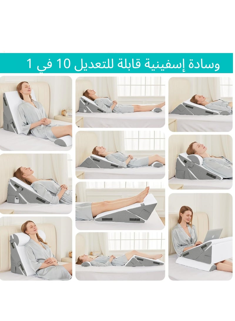 NIUB Wedge Pillows, Adjustable Bed Wedge Cushion Set for Relieving Back Pain, Acid Reflux and Snoring,  Memory Foam Back Support Pillow for Sleeping, Pregnancy and Postoperative Care - Image 2